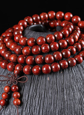 印度小叶紫檀佛珠手链檀香紫檀老料108颗文玩男女款手串木串念珠