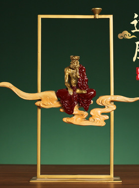 禅意摆件新中式创意达摩黄铜摆件工艺品家居客厅玄关办公室铜装饰