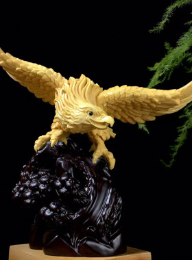 大展宏图款黄杨木DIY含黑檀底座 厂家规格16×8×15家居摆饰摆件