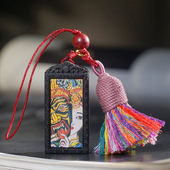 沉香木镶描金扎基拉姆唐卡吊坠挂件男女款 手机链佛珠文玩饰品配饰