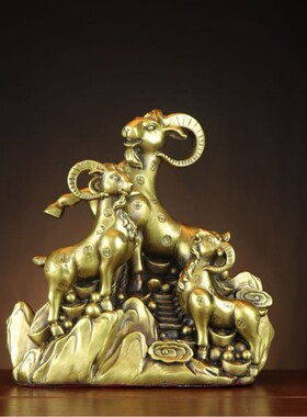 黄铜羊 三羊开泰 金钱羊 如意聚宝盆羊家居开业铜羊摆件 厂家批发