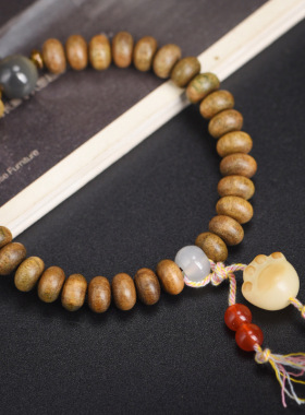 绿檀算盘珠DIY款白玉猫爪配饰款手串手链佛珠木串男女式文玩念珠