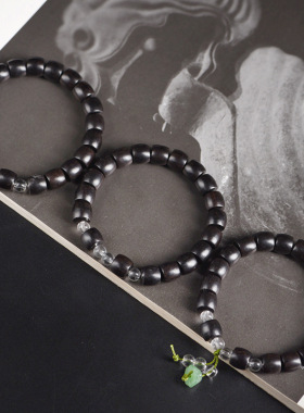 黑檀木直切桶珠DIY单圈手链配饰文玩直切珠佛珠手串男女简约念珠