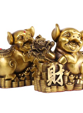 铜对猪 福猪 葫芦猪 猪摆件 生肖猪工艺品家居 对猪