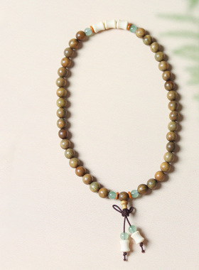 厂家批发绿檀木 金丝竹DIY节节高升款手链 规格0.8男女念珠文玩