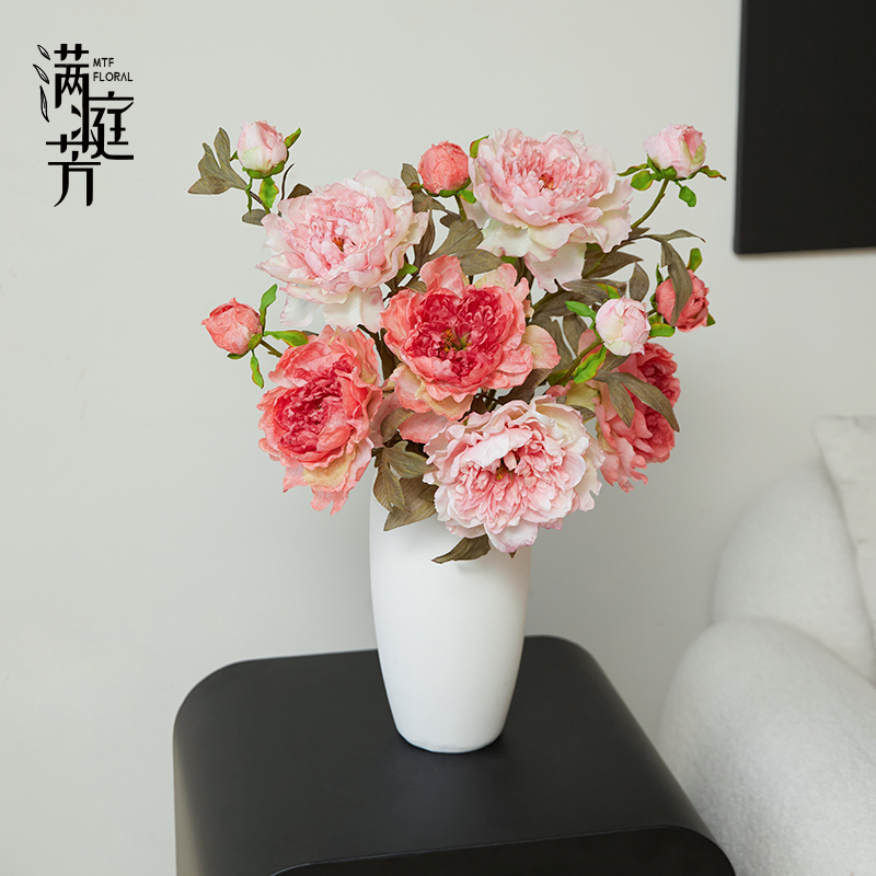 摆件高档装饰花卉焦边景玉牡丹