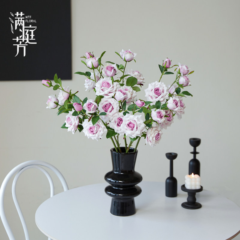 5头角玫仿真花假花玫瑰花束客厅餐桌装饰摆件插花花艺摆设