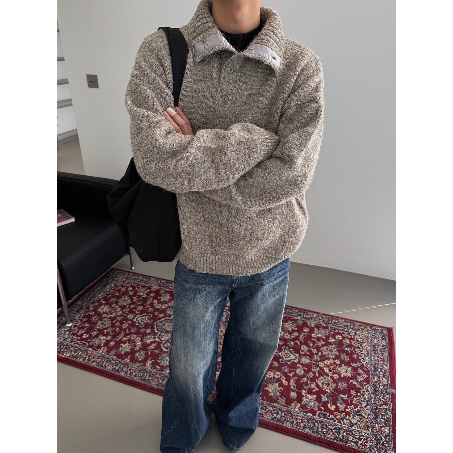 韩版老钱风休闲套头长袖秋冬季加针织衫/毛衣