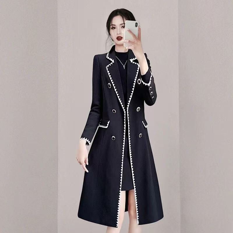 茉纯新款风衣女中长款英伦风修身韩版气质外套2024年秋冬黑色红色