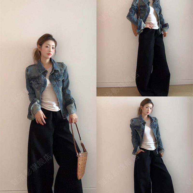 美式个性复古辣妹牛仔外套女秋冬新款修身显瘦气质短款夹克上衣潮