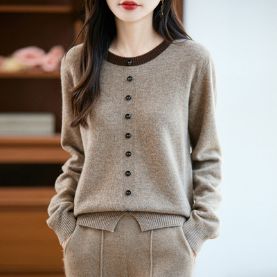 秋冬设计感女士100%羊毛毛衣女2025新款爆款冬加厚针织打底衫外穿