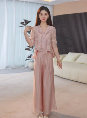 夏季套装女2026新款中年妈妈装穿搭一整套时尚减龄气质两件套裙裤