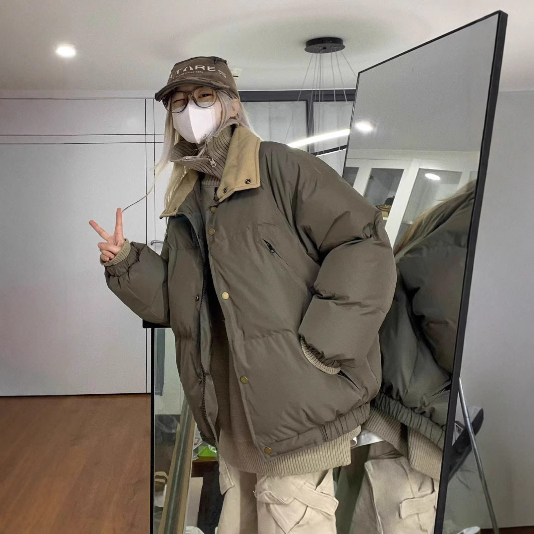 美式复古翻领多口袋面包棉服男女冬季简约设计感加厚情侣棉衣外套,男装,棉衣,淘宝优惠券,粉丝福利购,淘宝优惠卷