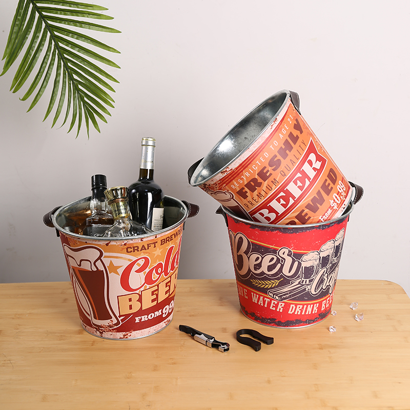 复古工业风铁艺手提冰桶高颜值