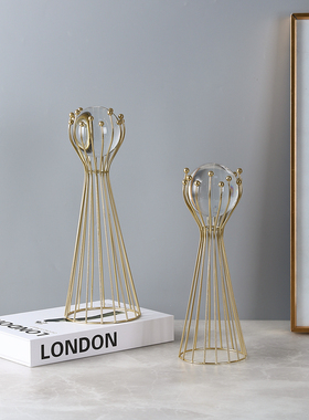 欧洲轻豪华水晶球装饰家居客厅电视橱柜装饰创意金属工艺品桌面陈