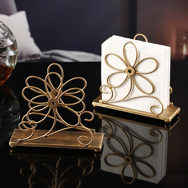 欧式简约花朵立式桌面纸巾架餐桌餐厅咖啡厅餐巾纸架托厨房置物架