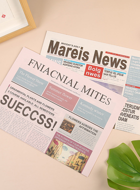 英文报纸拍照摄影道具北欧网红桌面布置摆件鞋包摆拍背景纸装饰品