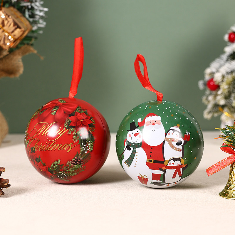 卡通球形铁盒儿童零食糖果盒可爱礼品盒包装盒圣诞节装饰品收纳盒