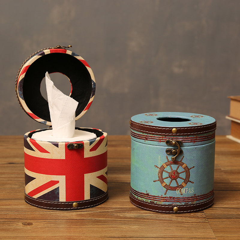 复古工业风高档皮革纸巾盒