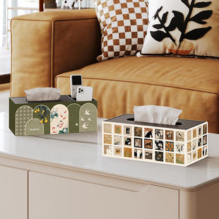 轻奢卧室茶几桌面皮革纸巾盒酒店商用高档抽纸盒客厅遥控器收纳盒