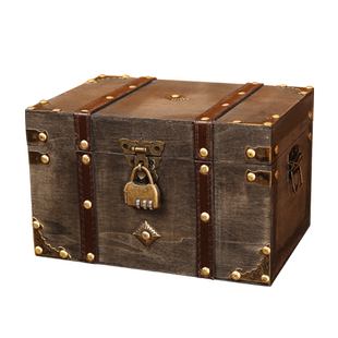 复古木质隐私桌面收纳盒带锁储物盒钥匙密码盒子小箱子木盒百宝箱