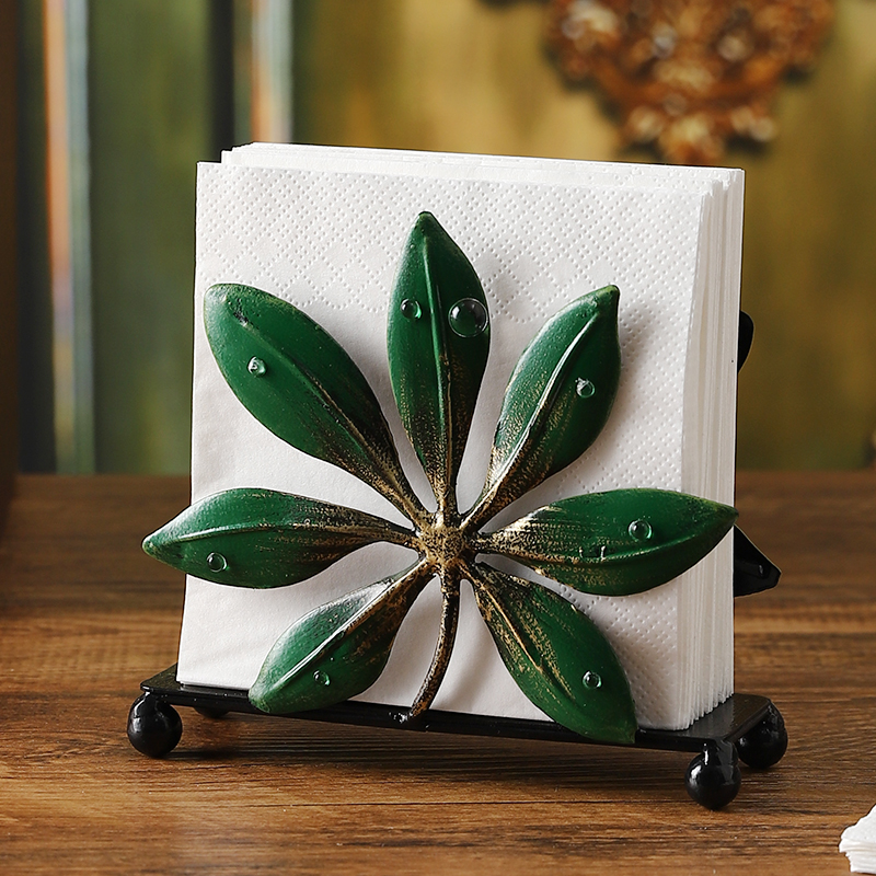 创意铁艺树叶桌面立式纸巾架