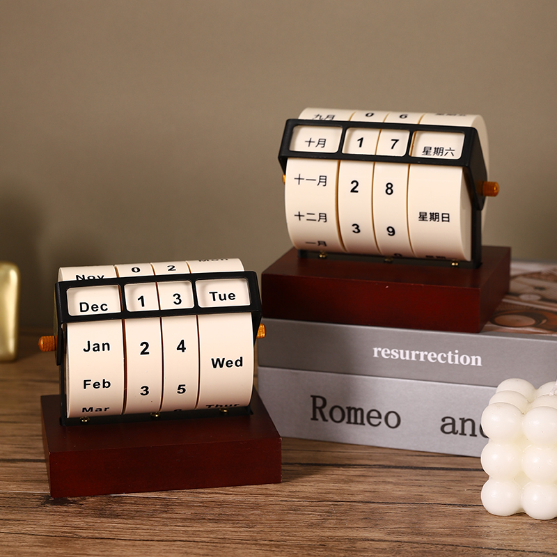 新款创意装轮大号日历装饰摆件