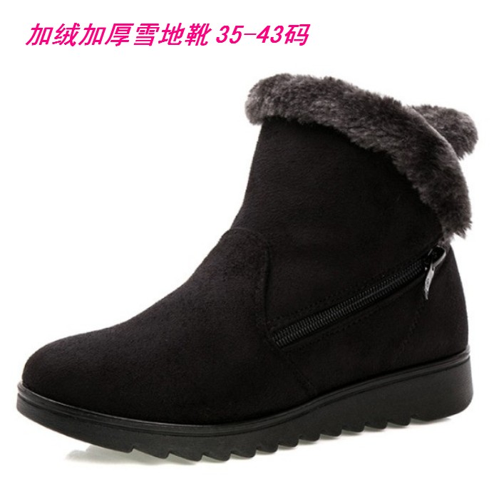 冬季新款加绒加厚雪地靴女保暖棉鞋毛毛靴4243大码妈妈棉靴子黑色