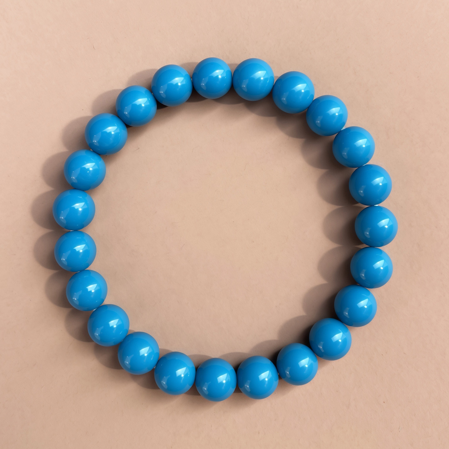 附国检证书美国天然蓝绿松石手链睡美人高瓷高蓝圆珠手串暴力蓝