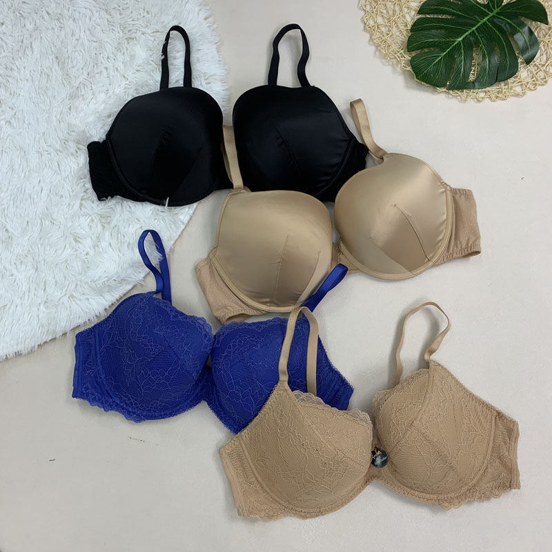 缎面蕾丝有钢圈薄模杯内衣