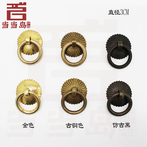 茶叶罐拉手仿古明清家具铜配件黄铜拉手经典圆环直径3CM拱片