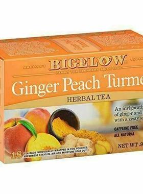 Bigelow比奇洛姜黄茶姜桃香料草本茶18包买3盒包邮