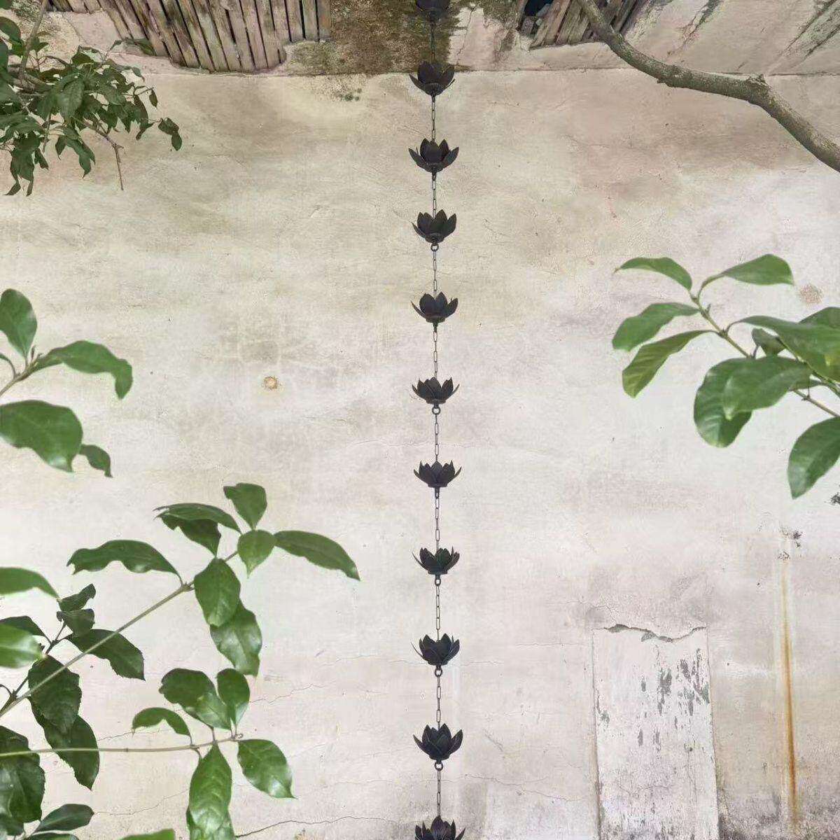 逸梦雨链新款铝合金并蒂莲雨链别墅庭院屋檐排水排水链导水链园林