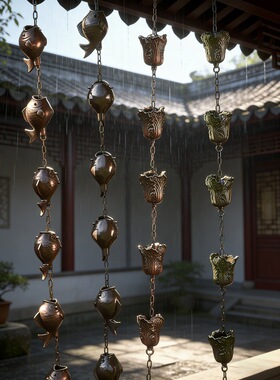 逸梦雨链跨境热卖日式户外别墅庭院雨链天沟排水链中式民宿寺庙花