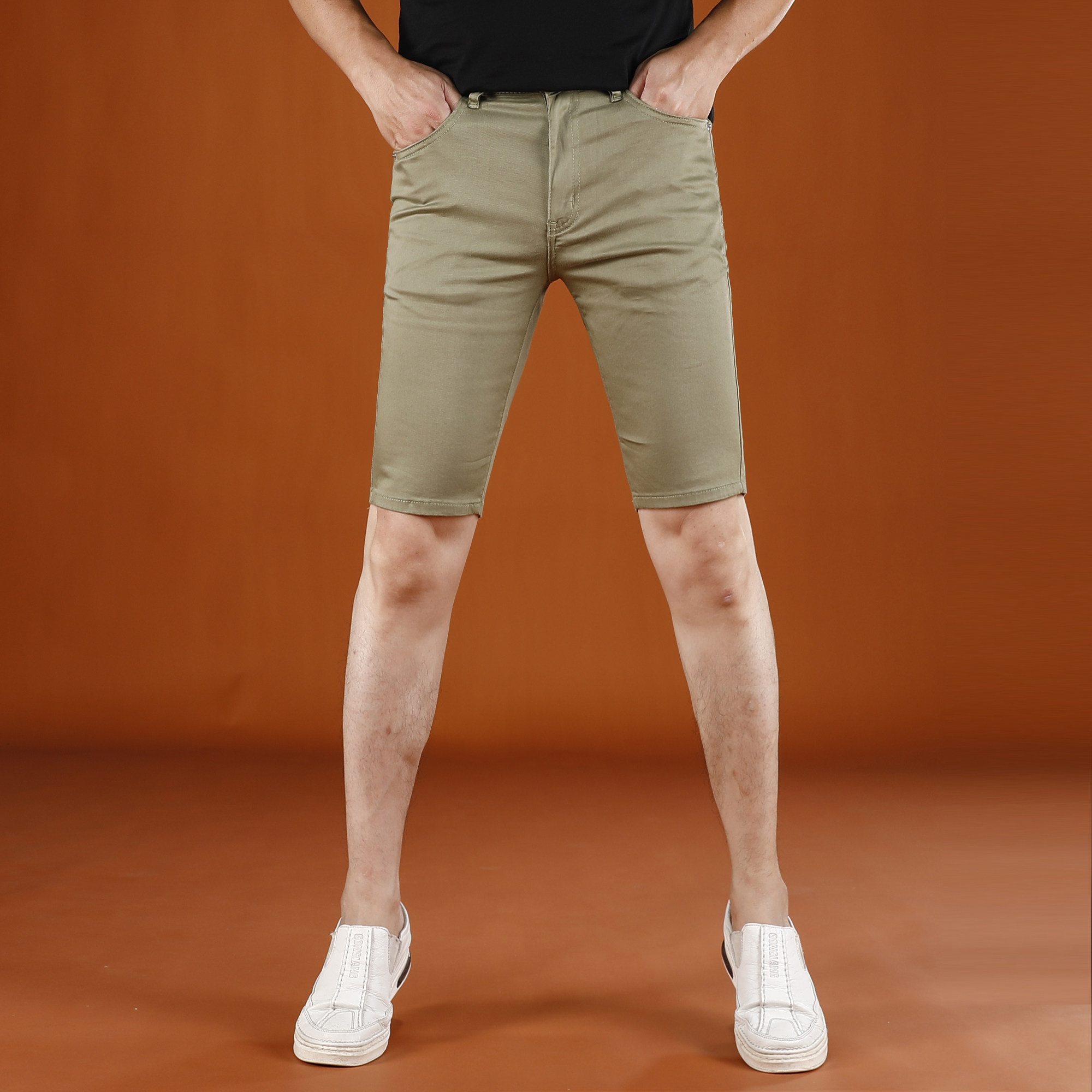 夏季薄款修身牛仔短裤男