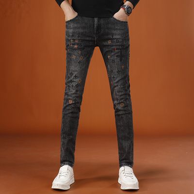 秋季新款款刺绣牛仔裤男士长裤