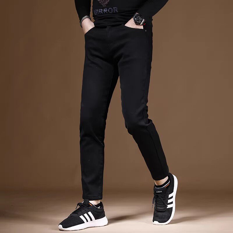 2026新款春夏薄款九分裤男弹力修身小脚裤百搭黑色裤子9分牛仔裤