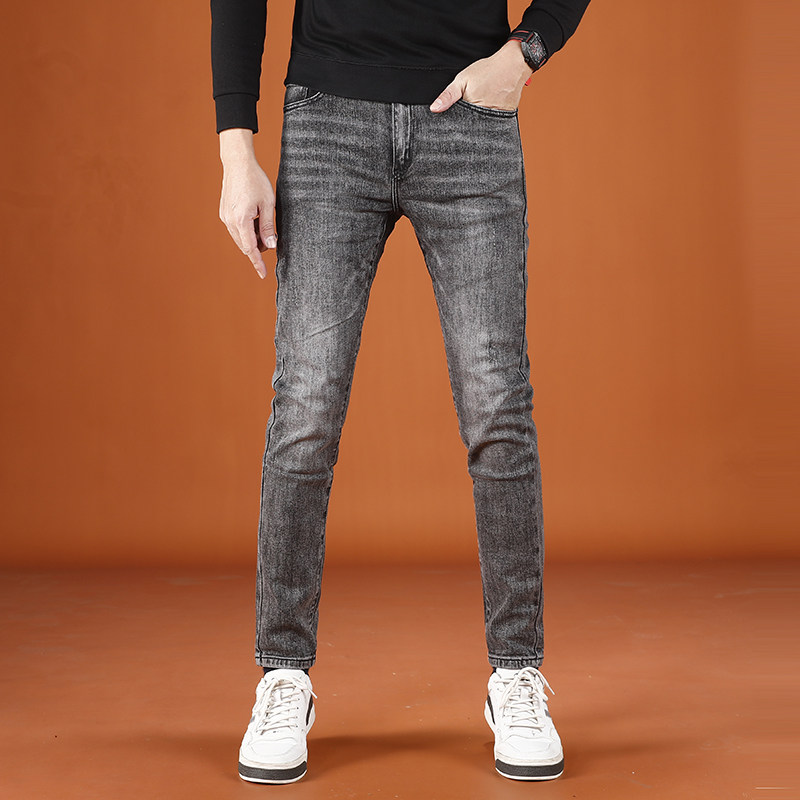 高级灰色牛仔裤男款2025新款秋冬季潮流时尚弹力男士长裤修身小脚