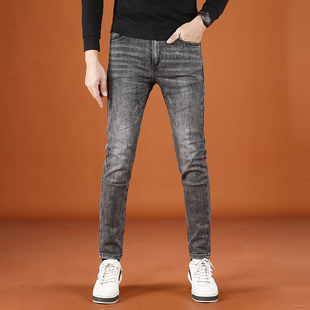 高级灰色牛仔裤男款2025新款秋冬季潮流时尚弹力男士长裤修身小脚