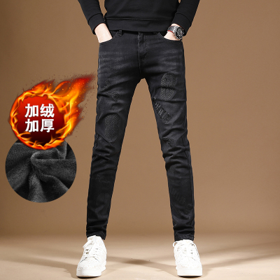 拉链长裤印花刺绣冬季加绒加厚