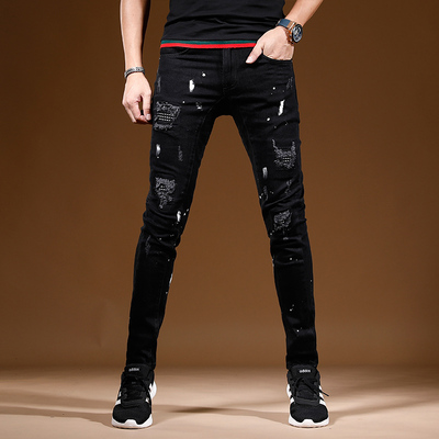 时尚潮流破洞印花牛仔裤