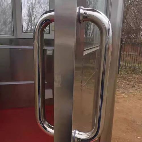 淋浴房黑色浴室304玻璃门O型弯头镜面扶手加厚推拉275孔对装扶手