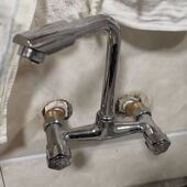 入墙式 水槽冷热洗衣池洗菜盆洗手盆阳台厨房厨房水龙头双孔混水阀