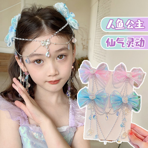 儿童发夹流苏额头链超仙耳挂女童