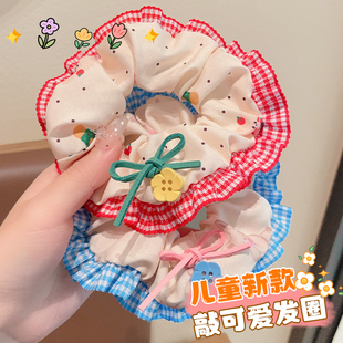 儿童大肠发圈2025新款 女童丸子头发绳蕾丝花边头绳扎头发皮筋头饰