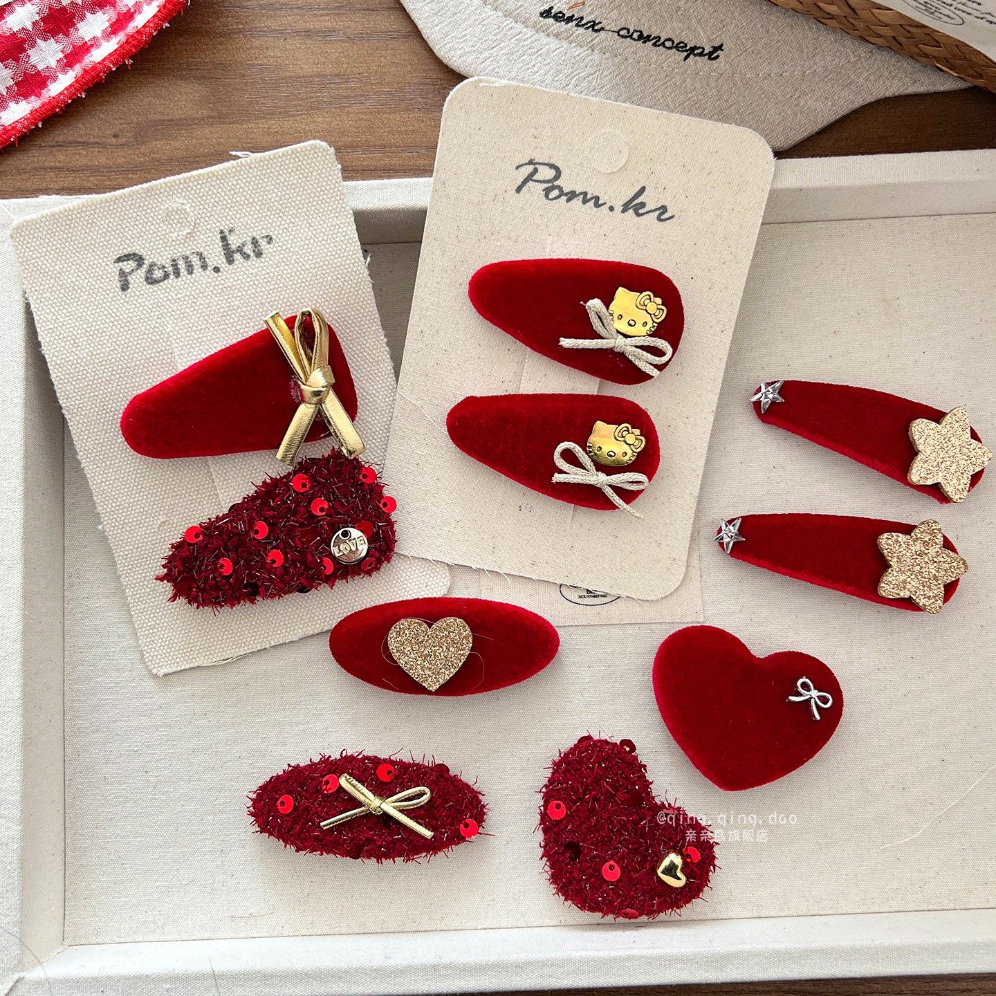 儿童新年红色植绒发夹2026新款高级感亮片发卡女童刘海夹发卡头饰,童装/婴儿装/亲子装,发饰,淘宝优惠券,粉丝福利购,淘宝优惠卷