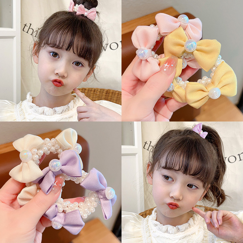 女童扎头发皮筋儿童珍珠发圈宝宝头绳不伤发小女孩丸子头发绳发饰