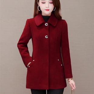 水貂绒大衣女冬季中长款矮个子妈妈高端温婉气质翻领修身毛呢外套