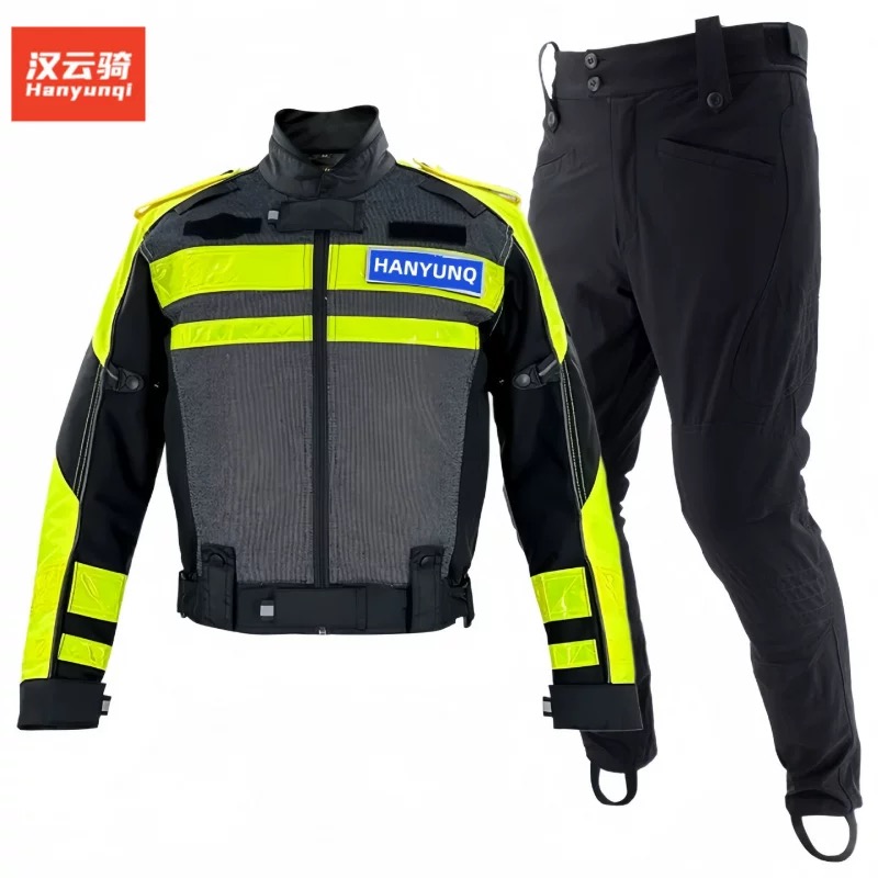 反光丝秋冬铁骑骑行服保暖摩托车香港龙虾服交通护卫反光衣防摔