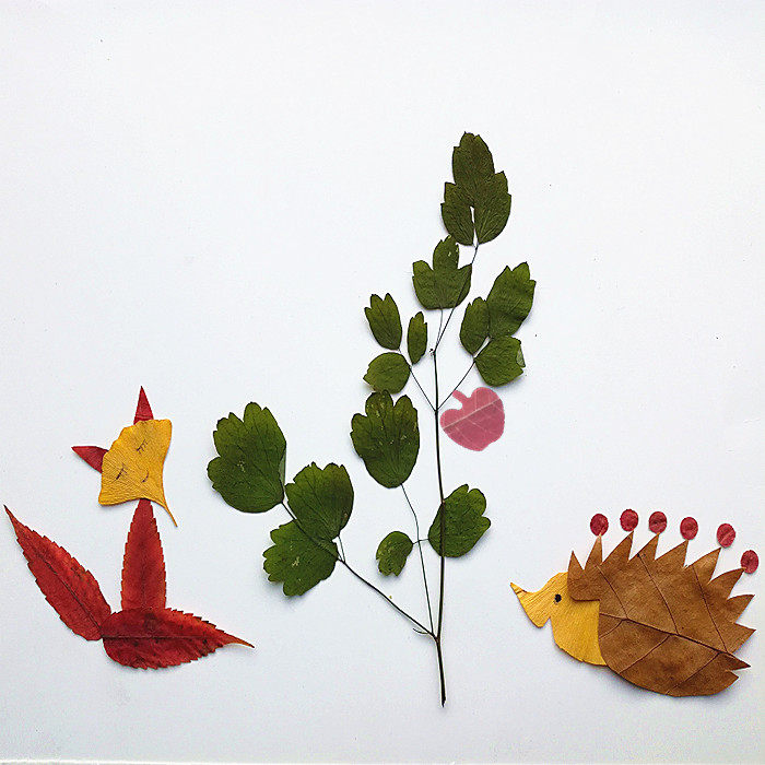 天然儿童真树叶贴画成品幼儿园小学生课外手工材料包叶子画塑封